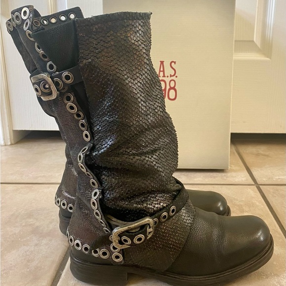 AS98 Black Moto Style Boots Preloved Size 36 - Picture 3 of 6